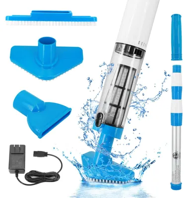 Imagen del producto de Aspiradora para piscina - Inalámbrica - 90 minutos - 3 cepillos - Vara telescópica de 165 cm