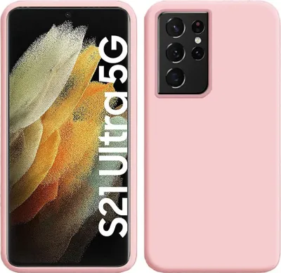 Image de Etui pour Samsung Galaxy S21 Ultra 5G, étui de protection en silicone souple en caoutchouc liquide Rose