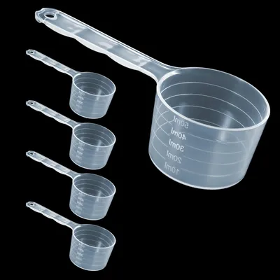 Messlöffel-Set 5-teilig, transparent, 10–50 ml, PP-Kunststoff