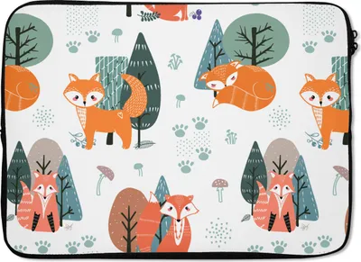 Produktbild von MuchoWow® Laptop Hülle 14 ZollMuster - Fuchs - Baum Laptoptasche - Laptoptasche - Stoßsicher - Schutzhaube