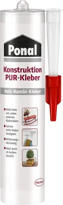 Produktbild von Ponal Konstruktion PUR-Kleber, Holzkleber auf PolyurethanBasis, 1x530g Kartusche