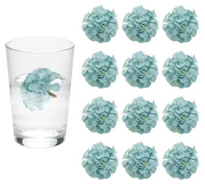 Image de Fleurs artificielles flottantes - Hortensias en soie pour la décoration de table - 12 pièces - Bleues