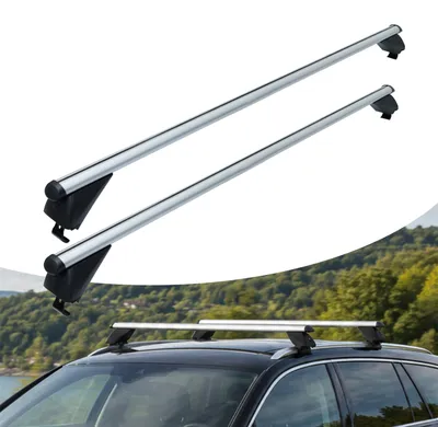 Produktbild von Relaxdays Dachträger, geschlossene Reling, 124 cm, Spannweite 110 cm, Querträger, 180kg, Dachgepäckträger, Alu, silber