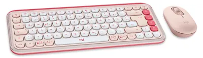 Produktbild von Logitech POP Icon Combo - Tastatur-und-Maus-Set - kabellos - Bluetooth LE - QWERTZ - Deutsch - Off-White, rosé