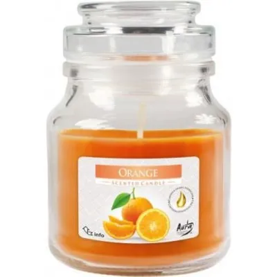 Image de Bougie parfumée en verre avec couvercle Parfum d'orange Bougie parfumée Durée de combustion env. 28 h