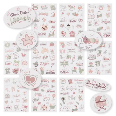 Produktbild von CraftWerk Baby Sticker Set, 165 Transparente Deko Aufkleber für Babyalbum, Fotoalbum & Geschenke, Meilenstein Scrapbook Zubehör für Jungen und Mädchen