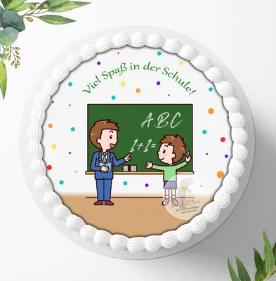 Produktbild von Für die Geburtstags Torte ein Tortenaufleger, Zuckerbild mit dem Motiv: Schulanfang, Essbares Foto für Torten, Fondant, Ø 20cm, 0095c