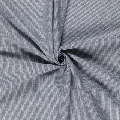Baumwoll Leinen Stoff Chambré Melange gestreift Meterware drapiert marineblau