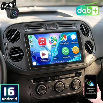 Zdjęcie produktu dla Androidowe radio samochodowe 9 cali do VW Tiguan 5N (2010-2016) z DAB+, nawigacją GPS, Carplay, Android Auto, Bluetooth, Wi-Fi, ekranem dotykowym, formatem 2 DIN, 2 GB pamięci RAM i 16 GB pamięci wewnętrznej
