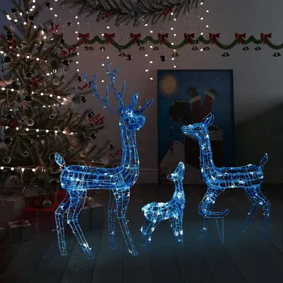 Productafbeelding van Living Store LED-Rentier-familie, kerstdecoratie, acryl, 300 LED, blauw