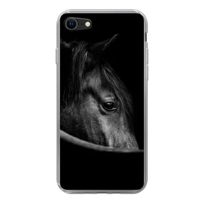 Produktbild von MuchoWow® Handyhülle Schutzhülle Hülle für iPhone SE 2020 Pferde - Porträt - Schwarz - Tiere Silikon Softcase Handy Hülle - Kartenbesitzer