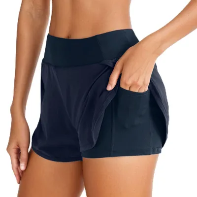 Imagen del producto de Pantalones cortos deportivos 2 en 1 para mujer, con cintura alta