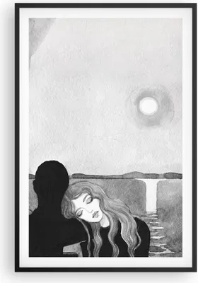 Produktbild von Gerahmtes Poster - Schwarzer Rahmen - Paar Liebhaber Mädchen - 61x91,5 cm - Wand Bild - Wanddeko - Wandbilder - Kunstposter - Wandposter - Bilderrahmen - Bilder - Kunstdruck - P2BPA61x91-5140