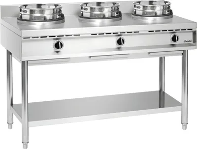 Produktbild von Bartscher Gas-Wokherd mit 3 Kochstellen, Wokringaufsatz Ø 290 mm, 34,5 kW, 1500 mm breit