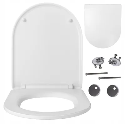 Produktbild von WC Sitz - Toilettensitz Slim - Weiß - 43,5 X 36,5 Cm - Antibakteriell - Selbstschließend - Toilettendeckel