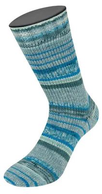 Produktbild von Lana Grossa - Cool Wool 4 Socks Print IIl 7212 hellgrau blau türkis weiß mint petrol