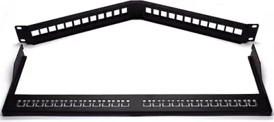 Zdjęcie produktu dla WP Europe Panel narożny 1U na 24 porty RJ45 Cat.6 czarny 19″