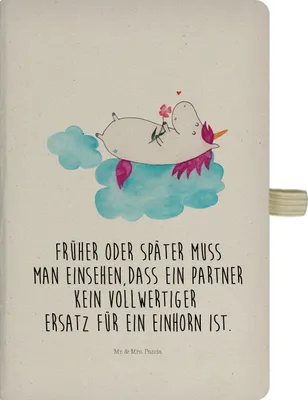 Produktbild von Mr. & Mrs. Panda Tagebuch Einhorn Verliebt - Transparent - Geschenk, Unicorn, Freundin, Journal, notizbuch, Kladde, Einhörner, Wolke, Skizzenbuch, Liebe, Reisetagebuch