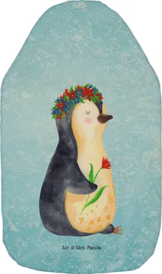 Produktbild von Mr. & Mrs. Panda Wärmekissen Pinguin Blumen - Eisblau - Geschenk, wärmflasche naturkautschuk, Wunderschön, Geschenkidee, Blumenliebe, Ziele, Wärmflaschen, Bettflasche