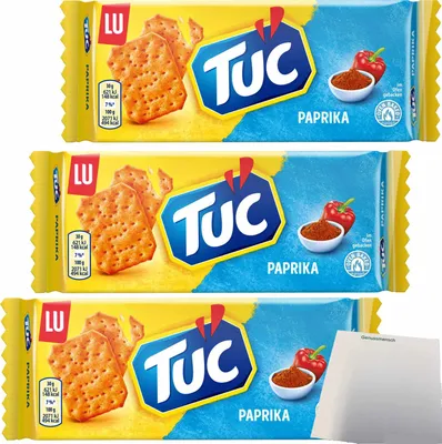 Produktbild von LU Tuc Cräcker Paprika mit würzigem Paprika-Geschmack 3er Pack (3x100g Packung) + usy Block