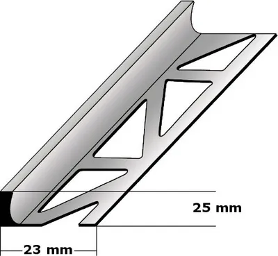 Produktbild von Fliesenprofil "Renesse" Fliesenabschlussprofil / Trennschiene für Fliesenabschlüsse, Höhe: 2 - 30 mm, Breite: 23 mm, aus Aluminium-aluminiumfarbend-25 mm