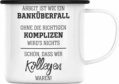 Produktbild von Trendation - Jobwechsel Emaille Tasse Geschenk für Kollegen Kollegin Abschied Abschiedsgeschenk Neuer Job Emaille Emaille Tasse Geschenkidee (Schwarz)