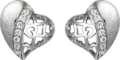 Produktbild von JOBO Ohrstecker Herz 925 Sterling Silber eismatt 16 Zirkonia Ohrringe Silberohrringe