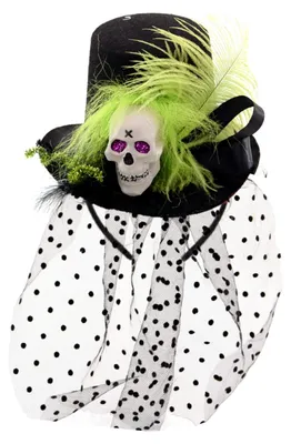 Produktbild von Halloween - Haarreif mit Totenkopfhut & Federn Hut Kostüm gruselig