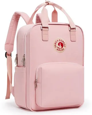 Image de Sac à dos d'école pour filles et garçons avec compartiment pour ordinateur portable et poche pour ordinateur portable 15 pouces (rose)