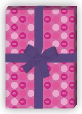 Produktbild von Schönes Punkte Geschenkpapier mit kleinen Fischen in rosa - G6268, 32 x 48cm