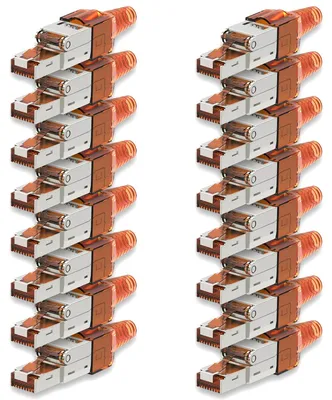 Produktbild von Netzwerkstecker CAT 7 Werkzeuglos 16x RJ45 Netzwerk Stecker geschirmt Metall Neu