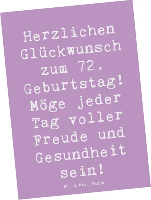 Produktbild von Mr. & Mrs. Panda Grußkarte Spruch 72. Geburtstag - Lavendeltraum - Geschenk, Happy Birthday, Geburtstagswünsche, Herzlichen Glückwunsch, liebevolle Geschenke, Fotokarte