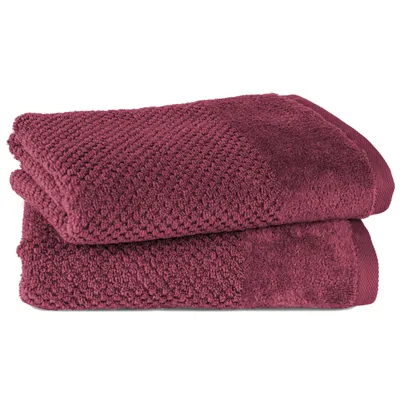 Produktbild von Pure Label 2-TLG Handtücher Set mit Aufhängeschlaufen aus Baumwolle, saugstark und weich | 2er Pack Handtücher 50x100 cm aus Baumwolle, Beere