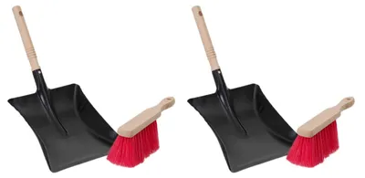 Produktbild von Novaliv 2x Kehrschaufel Set schwarz Elastonborsten Kehrblech und Handfeger Set Kehrset Kehrgarnitur dustpan and brush Handfeger Elaston Kehrwisch Kaminzubehör Kaminbesen Kehrschaufel