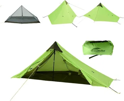 Produktbild von Ultraleicht Zelt 0,92kg, Ohne Stangen 1 Personen Trekkingzelt | PU5000mm Wasserdicht & Winddicht, Doppelschicht Firstzelt, Einfach Aufzubauen, Gut Belüftet,für Wandern Backpacking