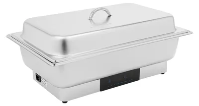 Produktbild von Elektrische Chafing Dish Buffetwärmer - 2 Fächer - 9 l Fassungsvermögen - Edelstahl - Touchscreen Temperaturregelung - Silber