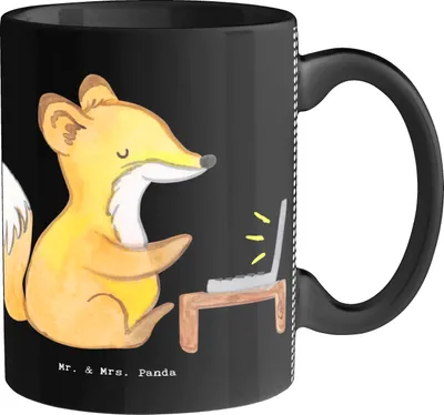 Produktbild von Mr. & Mrs. Panda Kaffeebecher Eventmanager Herz - Schwarz - Geschenk, Bar, Kaffeetasse, Feiern, Becher, Tasse, Party, Club, Pott, Keramiktasse, Prost