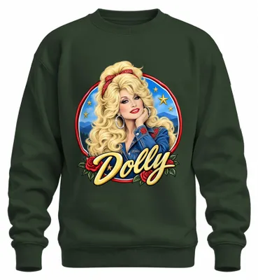 Productafbeelding van Dolly Parton, countryzangeres, legende, Tennessee, "Jolene" sweatshirt, smaragdgroen, maat M
