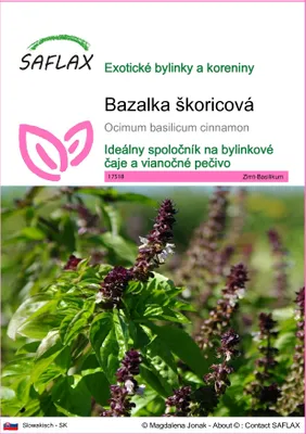 Produktbild von SAFLAX - Bazalka škoricová - Ocimum basilicum cinnamon - 200 Semená