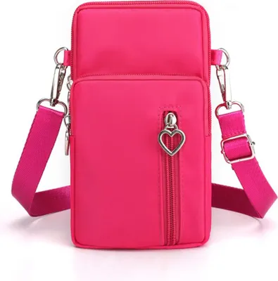 Immagine prodotto di INF Custodia Grande per Telefono: Nylon e Poliestere, Vari Colori, 2 Pezzi Rosa rossa