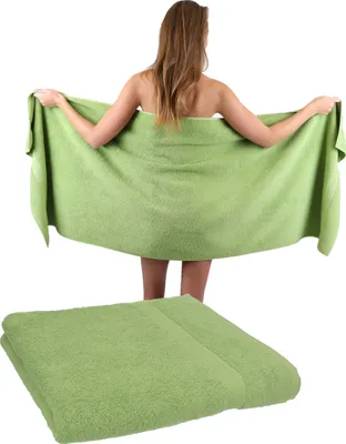 Produktbild von Betz 2 Stück Saunatücher 70 x 200 cm PREMIUM 100% Baumwolle Badetuch Liegetuch Strandtuch   Farbe: apfelgrün