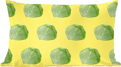 Produktbild von MuchoWow® Zierkissen Sofakissen Wohnzimmer Dekokissen 50x30 cm Gemüse - Kopfsalat - Muster - Gelb - Wohnzimmerdekoration - Polster mit Photo