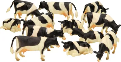 Image de Van Manen Vaches noires et blanches couchées/debout 12pcs à l'échelle 1:32