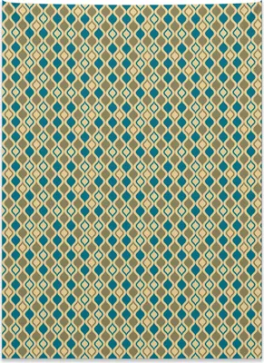 Produktbild von Abakuhaus Retro Wandteppich, Vertikale Ogee Formen Weinlese aus Weiches Mikrofaser Stoff Kein Verblassen Klare Farben Waschbar, 110 x 150 cm, Beige Creme Blau
