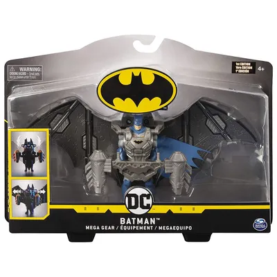 Produktbild von DC Comics Batman, 10 cm große BATMAN Mega Gear Deluxe-Actionfigur mit verwandlungsfähiger Rüstung, 4 Jahr(e), Schwarz, Blau, Grau