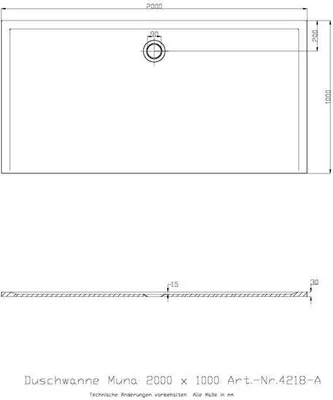 Produktbild von Mineralguss-Duschwanne Muna 2000x1000x30mm wei 2000 x 1000 x 30 mm wei