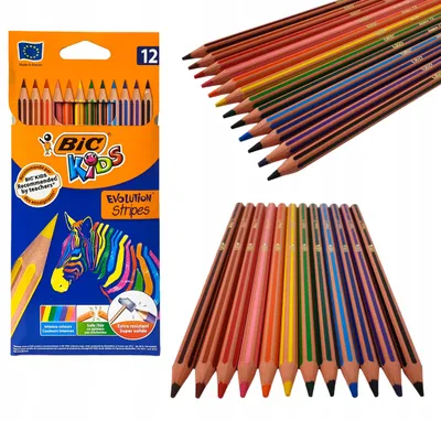 Zdjęcie produktu dla Kredki ołówkowe Evolution Stripes 12 kolorów idealne dla dzieci