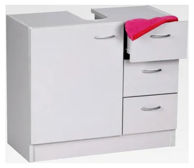 Produktbild von Waschbeckenunterschrank 54 x 63 x 30 cm mit 1 Tür und 3 Schubladen, weiß