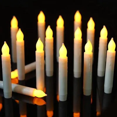 Zdjęcie produktu dla Świeczki elektryczne, 15 cm, zasilane bateryjnie, LED, zestaw 12 sztuk, bez pilota.