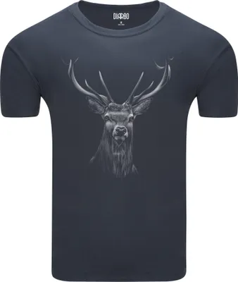 Produktbild von Diarbo Herren T-Shirt mit Aufdruck Wildtierporträts Hirschkopf Dunkelgrau Gr.M
